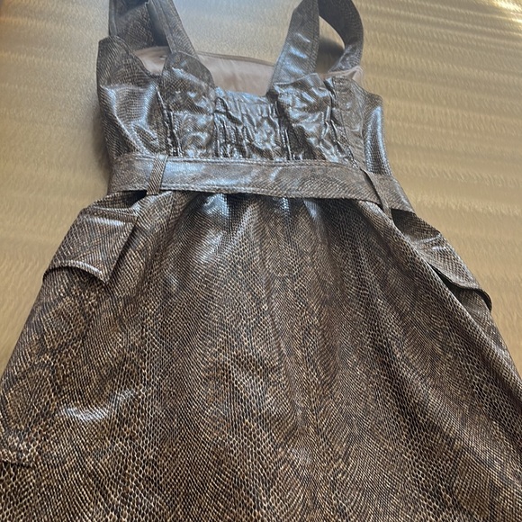 Nanushka lorena belted snake effect vegan leather mini  Dress - Picture 11 of 11